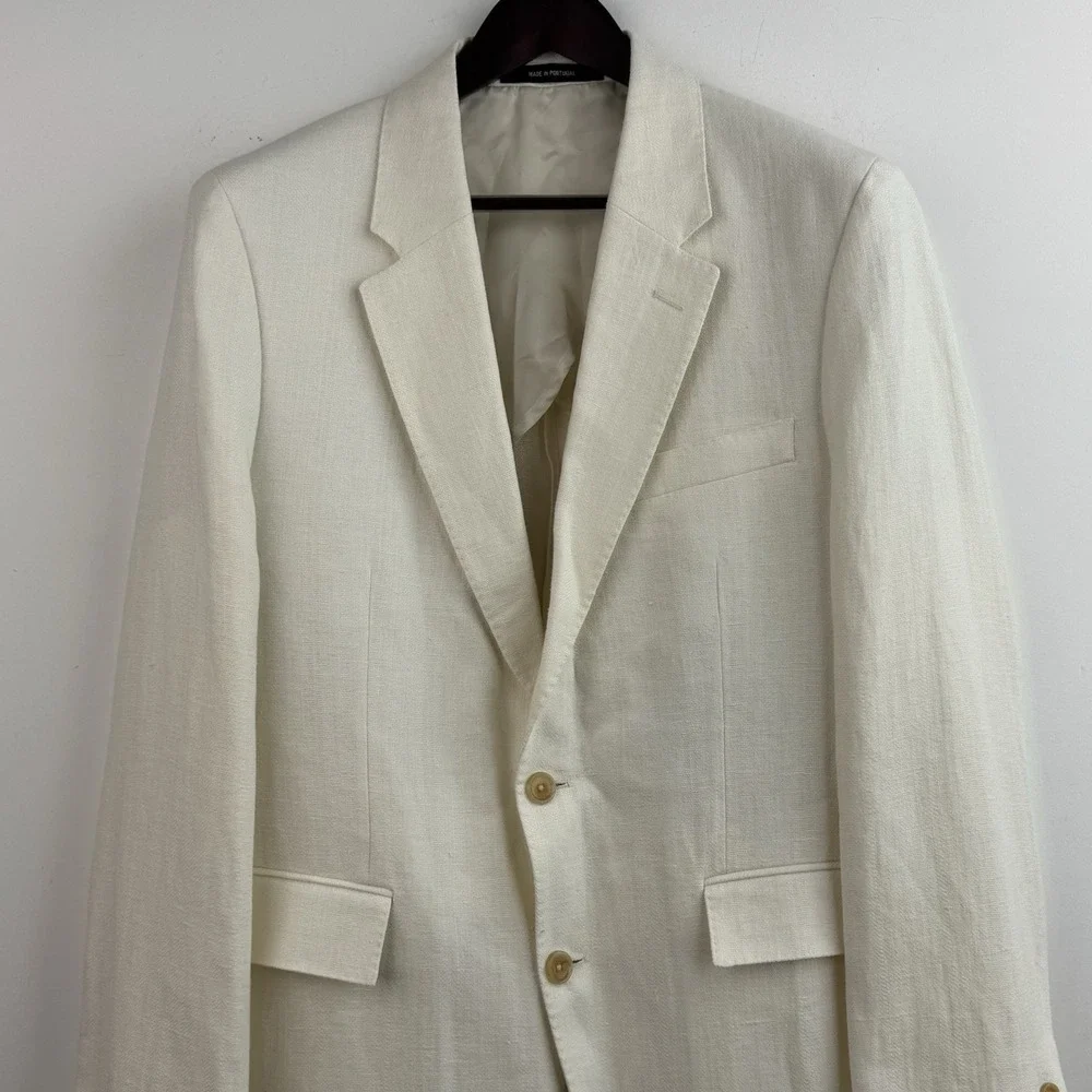 Todd Snyder Linen Sutton Blazer Mens 40L White Herringbone Beach Wedding NWT
